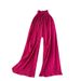 Women's High Waist Straps Casual Pants Summer Wear Slimming Wide Leg Pleated plus Size Slightly Fat Cover Drape_ecoleips.com