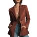 Women's Slim Fit Autumn Blazer Jacket - European Style Thickened Suit Coat For Office & Casual, Black/White/Khaki_ecoleips.com