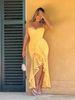 Women's Sexy V Neck Halter Ruched Ruffled Asymmetrical Maxi Dress – Elegant Evening Gown_ecoleips.com