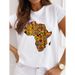 Cross-border Plus-size Women's Short-sleeve Clothing With Printed Map Of The Continent_ecoleips.com