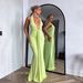 Women's Clothing Elegant Deep V Neck Backless Wrap Dress - Stretchy Smocked Midi Dress A-Line High Waist Bodycon Dress (Green/Black/White/Wine Red)_ecoleips.com