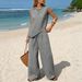 Women's Two Piece Irregular Vest Wide Leg Pants Set For Beach Vacation European And American Style 2026_ecoleips.com