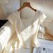 Women's Square Neck Short Sleeve Shirt - Elegant Office Blouse With Button Detail For Summer_ecoleips.com