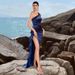 Women's Clothing Fashion One Shoulder Ruffled Slim Fitting Slit Dress Sexy Goddess Temperament High End Party Evening Dress_ecoleips.com