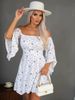 In-stock European And American Cross-border Autumn Women's Floral Print Off-shoulder Bell-sleeve Fairy-style French_ecoleips.com