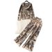 Fashion Suit For Women Spring And Autumn Ink Painting Jacquard Zipper Hooded Knitted Sweatshirt Two-Piece Set_ecoleips.com