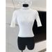 Elegant Turtleneck Slim Fit Pullover Knit Sweater Dongdaemun Style Short Sleeves Pure Alluring Women's Sweater in Stock_ecoleips.com