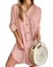 Solid Color Button Front Shirt Dress Casual Long Sleeve Lapel Dress For Spring & Fall Women's Clothing_ecoleips.com