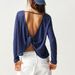 Voya Women's Street Sexy T-shirt Spring/Summer Wide Truffle Back Short Style Solid Color Long Sleeve Top_ecoleips.com
