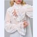 Women's Stand Collar Long Sleeve Chiffon Lace Shirt Bow Detail Spring/Autumn Fashionable Inner Layer Top_ecoleips.com