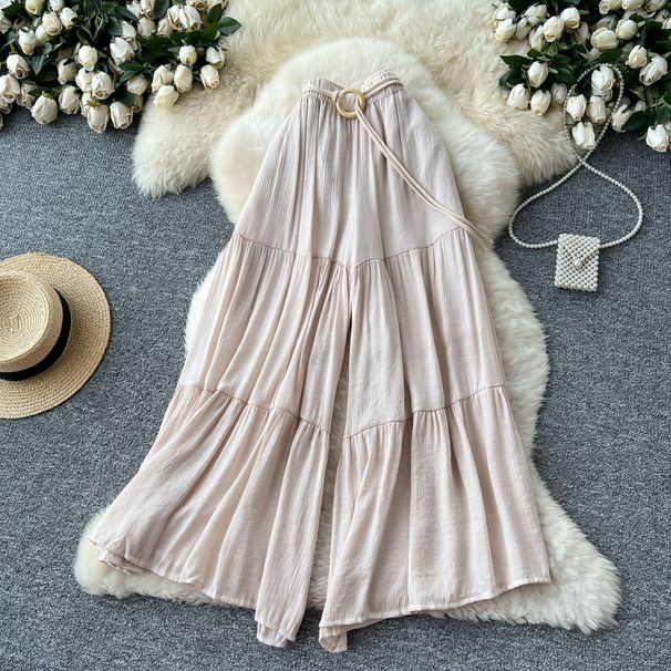 Women’s Clothing Casual Pants Summer Fairy Gentle Style All Match High Waist Loose Wide Leg Skirt Pants Cover Meat Cover Hip Chiffon Pants_ecoleips.com