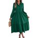 Real Shot Of 2026 Spring/summer European And American Style Casual Loose Long-sleeve Ruffle Shirt Dress,_ecoleips.com