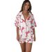 Women's Clothing Satin Printed Two Piece Set Home Clothes Pajamas_ecoleips.com