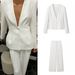 Women's Clothing Fashion V Neck Suit Jacket Top + Casual Trousers_ecoleips.com