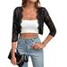 European And American Cross-border 2026 Spring New Cardigan With Spliced Front Panel, Fashionable Trim, Short Lace_ecoleips.com