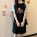 Summer Trend European And American Style Bear Print Comfortable And Casual Round-neck Dress For Pregnant Women_ecoleips.com