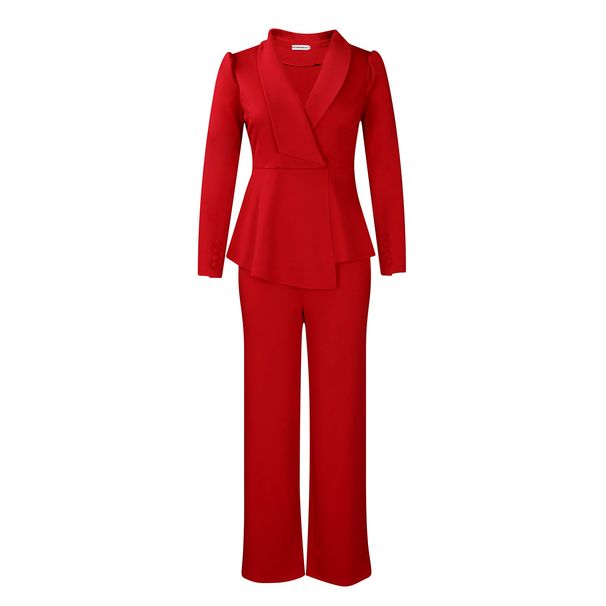 Women's Casual Two-Piece Set – Loose Fit Long Sleeve Top & Straight Leg Pants New Fashion Suit Collar Long Sleeve Top Loose Straight Leg Pants_ecoleips.com