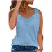European And American Foreign Trade Summer Fashion Women's Casual Top Lace-stitched Shirt Sleeveless T-shirt_ecoleips.com
