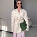 European And American Cross-border Women's Fashion 2025 Spring-summer New Style Printed Loose-fitting Blazer With Tie_ecoleips.com