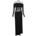Spring 2026 New Women's Sexy Off-Shoulder Mesh Sheer Long Dress European American Style Clothing_ecoleips.com