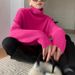 Women's Clothing Oversized High Neck Sweater - Soft & Warm Knit Pullover, Casual Loose Fit, Solid Color Winter Fashion_ecoleips.com