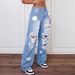 European And American Cross-Border Trade Ripped Jeans Washed High Waist Straight Versatile Loose Denim Pants For Women_ecoleips.com