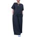 Women's Clothing Two Piece Suits For Women Round Neck Short Sleeved Tops Summer Casual Solid Color Wide Leg Pants Suits For Women_ecoleips.com