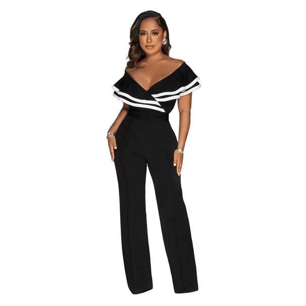 Women’s Clothing Fashion Women's Sleeveless Deep V Jumpsuit Solid Color New_ecoleips.com