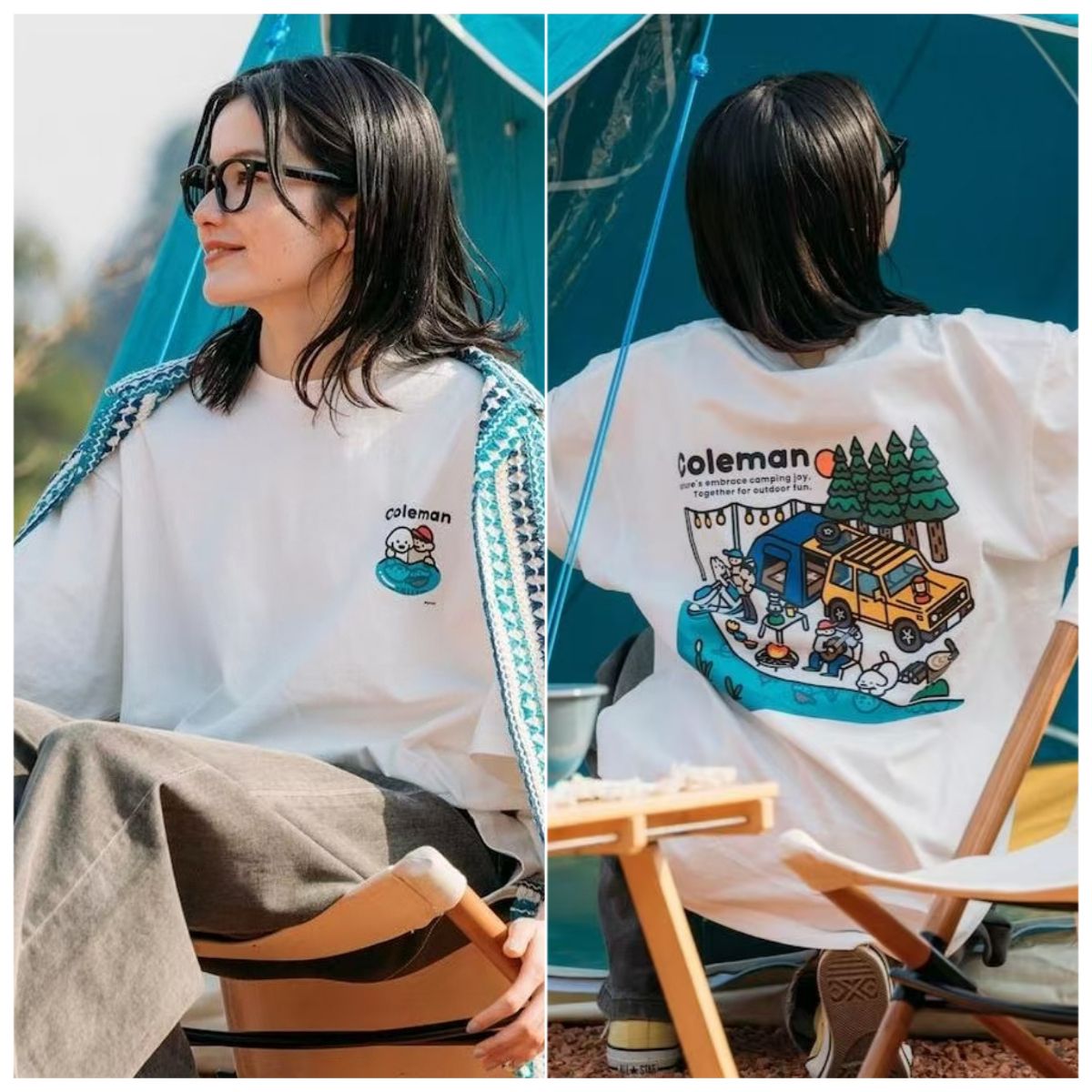 Korean High-end Brand Coleman Men's And Women's 2026 Summer New Fashion Moto Vacation Round Neck Short-sleeved Top_ecoleips.com