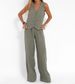 Women's Clothing New Fashion Vest Trousers Collage Stitching Leisure Suit X1885_ecoleips.com