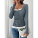 Leather Lace Long-Sleeved Patchwork Women's Slim-Fit T-Shirt Tops Wholesale For Plus-Size Women_ecoleips.com
