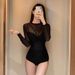 Women's One Piece Swimsuit Slimming Lace Long Sleeve Underwire Push Up Style For Hot Springs And Vacations New Hot Selling_ecoleips.com