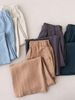 Suitable For All Seasons French Pure Seven-Eight Length Straight Artistic Loose Elastic Waist Wide-Leg Linen Pants For Women_ecoleips.com