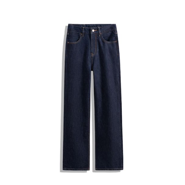 Ms. Li Recommends Vintage Washed Dark Blue Straight-leg Jeans Women Made From Italian Imported Fabric, New For Spring_ecoleips.com