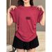 Women's Flutter Sleeve T-Shirt – Slimming Ruched Waist & Structured Shoulder (M-2XL, 7 Colors)_ecoleips.com