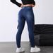 K Women's Flip Up Workwear Elastic Tight Jeans Slim Fit Casual Version Women's Jeans_ecoleips.com