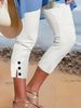 Women's Button-Down Cropped Pants Solid Color Casual Fashion High Waist Slim Fit Summer Bottoms European American Style_ecoleips.com