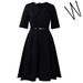 Women's Elegant Solid Color Three Quarter Sleeve Dress D3335 Foreign Trade Clothing European American Fashion Independent_ecoleips.com
