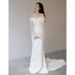 Off-Shoulder Satin Light Wedding Super Fairy French Mori Style Travel Shoot Outing Bride Elegant Simple Slim Fit Mini_ecoleips.com