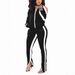 Women's Autumn/Winter Two Piece Set Off-Shoulder Zipper Sweatshirt & Slit Pants Exclusive_ecoleips.com