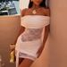 Women's Sexy Strapless Off-Shoulder Spliced See-Through Bodycon Dress Mini Skirt Belted European American Style E-Commerce Fashion_ecoleips.com