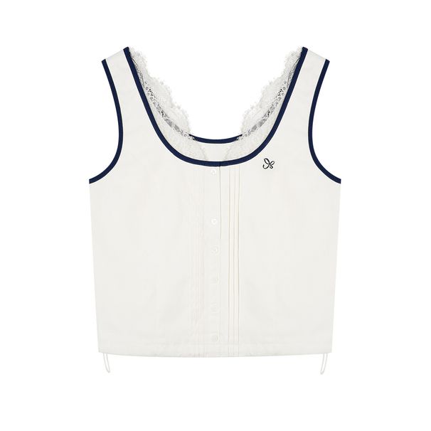 2026 Spring And Summer Senior Sense Sports Leisure Lace Splicing Edge Vest Pleated Lantern Casual Pants Two-piece Set_ecoleips.com