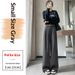 Aria Basics 2024 Winter New Style Women's Fleece-Lined Thick Woolen Wide-Leg Straight High-Waisted Slim-Fit Hip-Covering Versatile_ecoleips.com