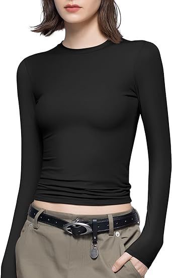 Women's Clothing High End Long Sleeved Tops Hot Girl Outer Wear T Shirt Women's Pullover Round Neck Bottoming Shirt Women's Clothing_ecoleips.com