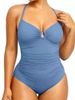 Aria Basics 2025 European And American Solid Color Tummy-Covering Fashion Slimming Plus Size One-Piece Women's Swimsuit 25011_ecoleips.com
