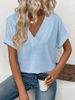 2025 Summer New Women's Loose Large V-neck Solid Color Short Sleeved T-shirt For Women_ecoleips.com