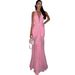 Women's Summer Fashion Low Cut V Neck Halter Patchwork Dress Sweet Temperament Casual Clothing_ecoleips.com