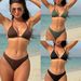 Women's Clothing Modern Ribbed Bikini Set: Sexy Solid Color Two-Piece Swimsuit For Women_ecoleips.com