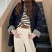 Salt-style Plaid Patchwork Mid-length Denim For Women, 2026 Spring/autumn New Model, Loose Fit, Slimming, Versatile_ecoleips.com