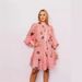 Women's Clothing Printed Fashion Puff Sleeve Multi Button Lotus Leaf Hem Dress_ecoleips.com